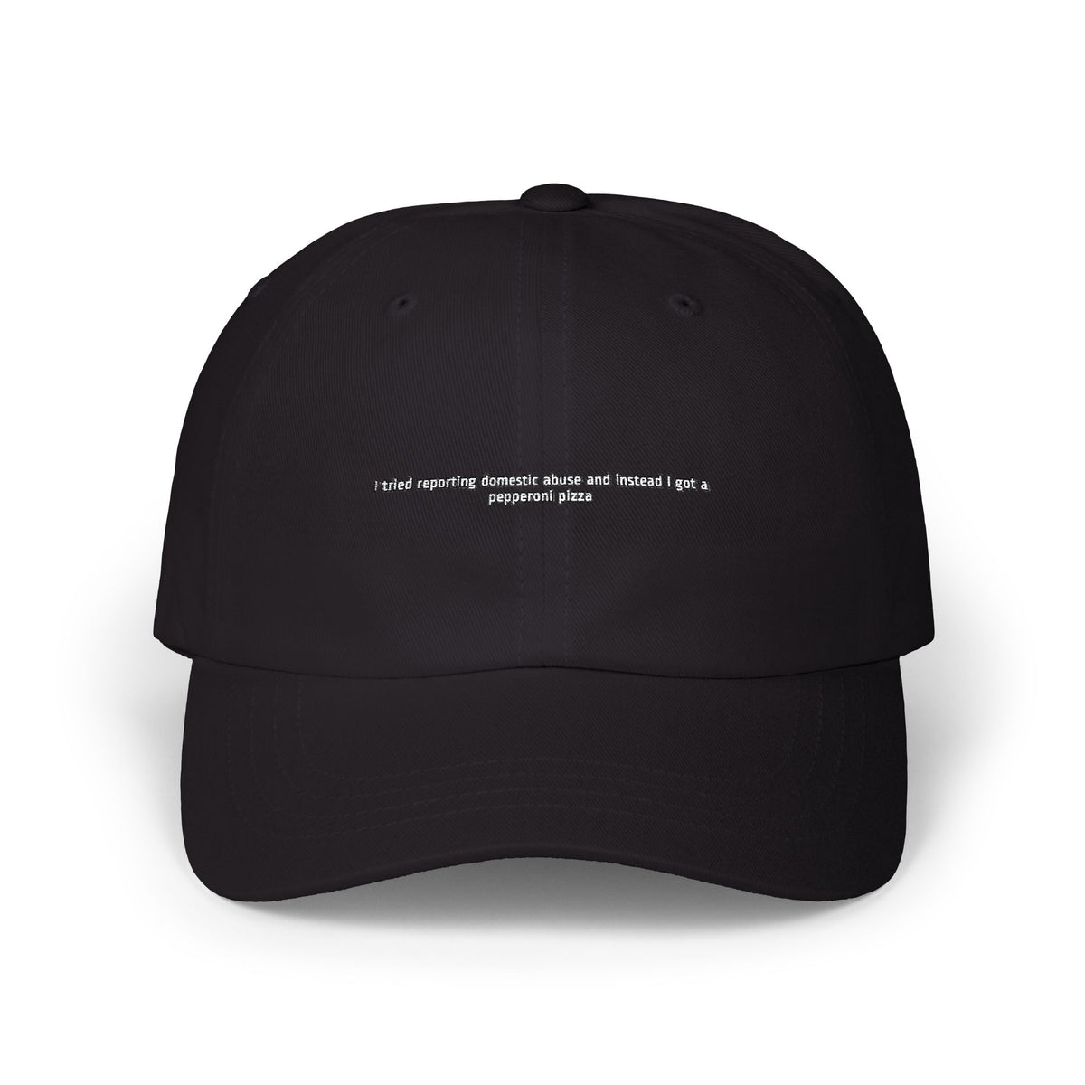 domestic abuse pizza — Embroidered Dad Hat — image 1