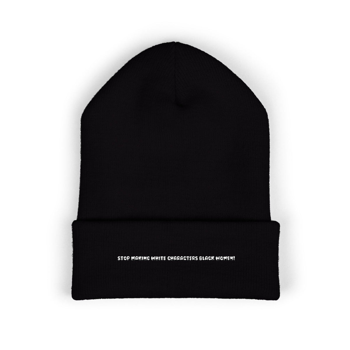white to black — Embroidered Beanie — image 1
