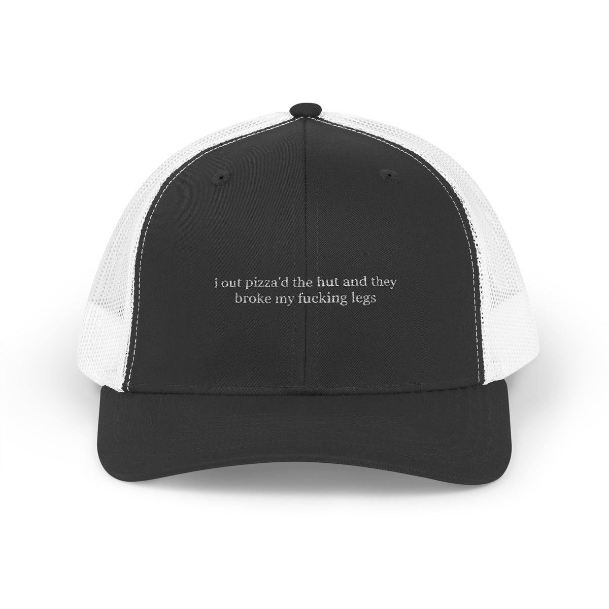 outpizzad the hut — Embroidered Trucker Hat — image 3