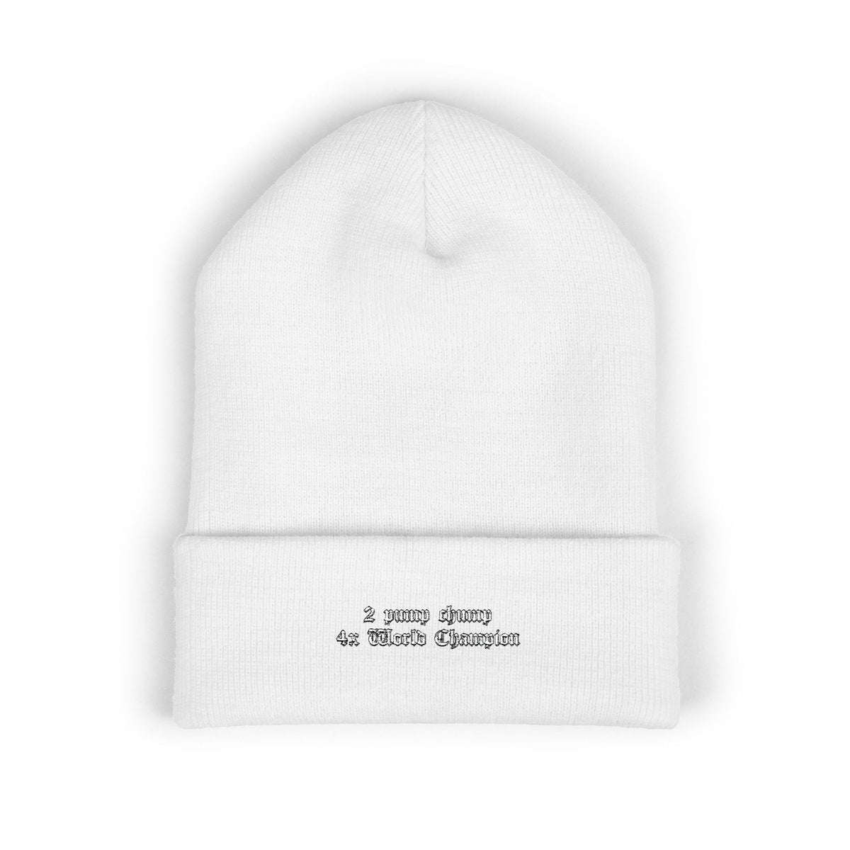 2 pump chump world champ — Embroidered Beanie — image 2