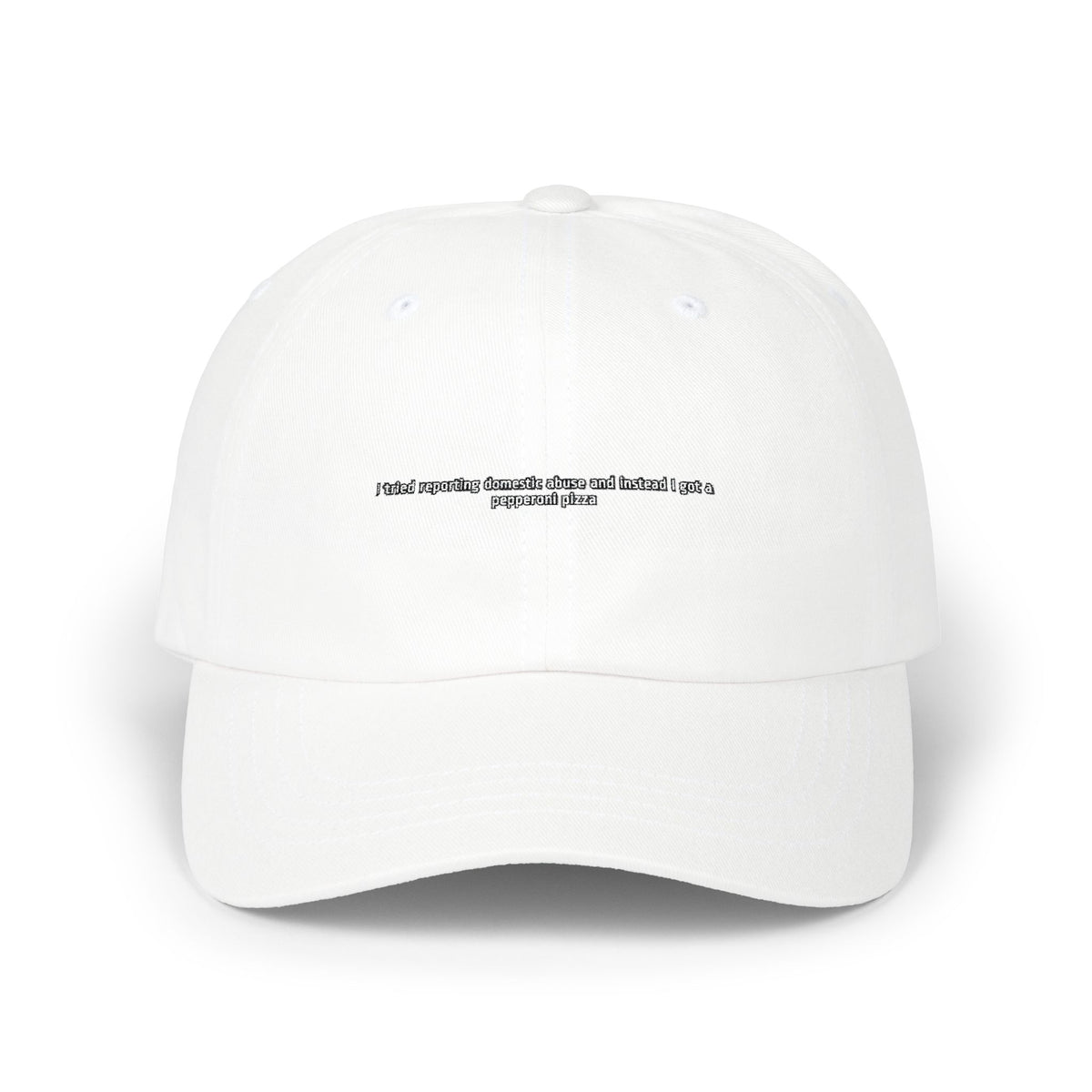 domestic abuse pizza — Embroidered Dad Hat — image 2