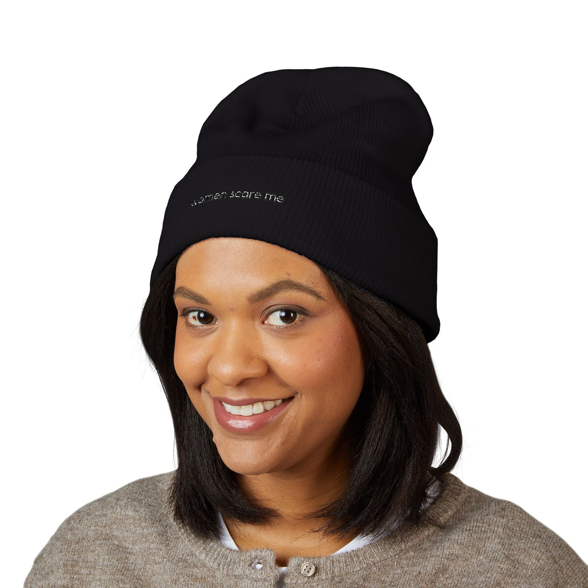 women scare me — Embroidered Beanie — image 6